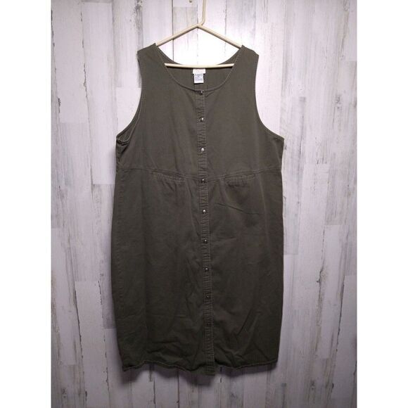 Roaman's Size B4 Green Canvas Sleeveless Dress - Picture 1 of 10